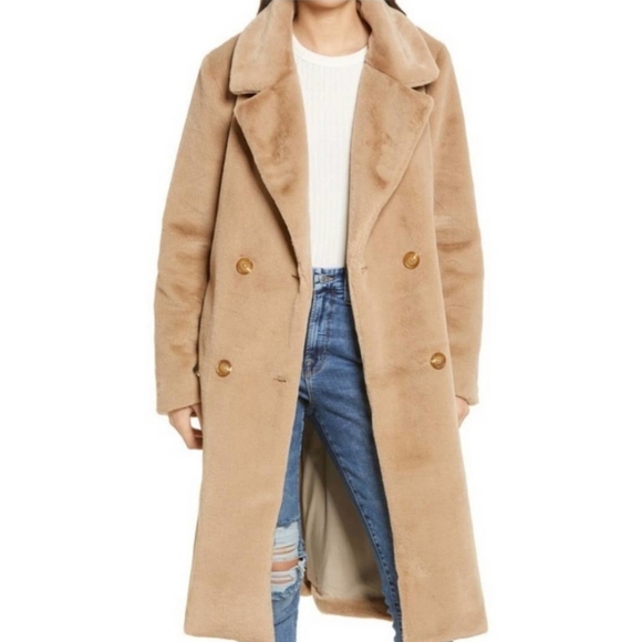 Reformation Hank Teddy Coat Tan Long Double Breasted New With Tags Size … - Picture 10 of 10